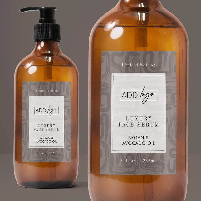 Neutral Beige Taupe Boho Waterproof Product Label Lebensmitteletikett (elegant abstract pattern cosmo bottle waterproof label with your logo and customizable colors)