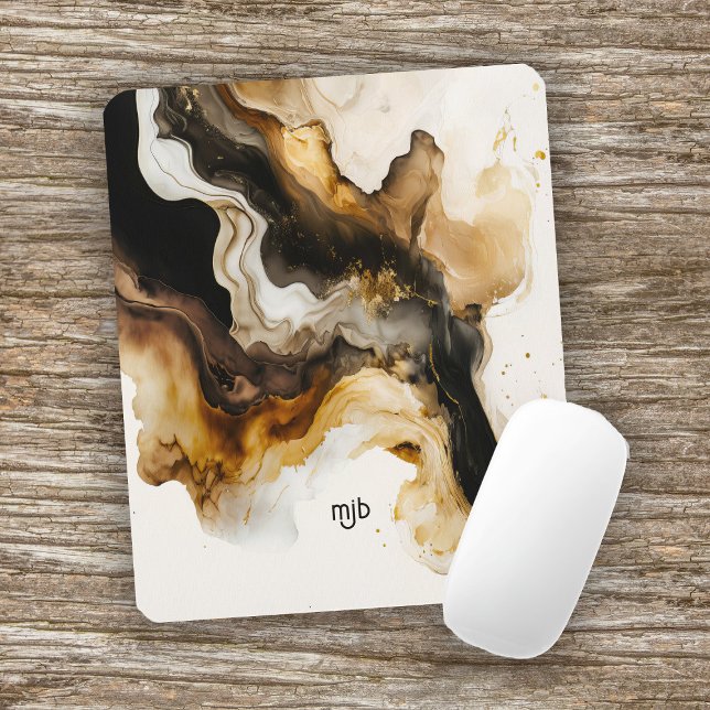 Neutral-Beige und Abstrakt-Goldsieb Mousepad (Von Creator hochgeladen)