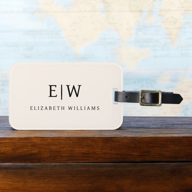 Neutral Beruflich Simple Monogram Minimalistisch Gepäckanhänger (Von Creator hochgeladen)