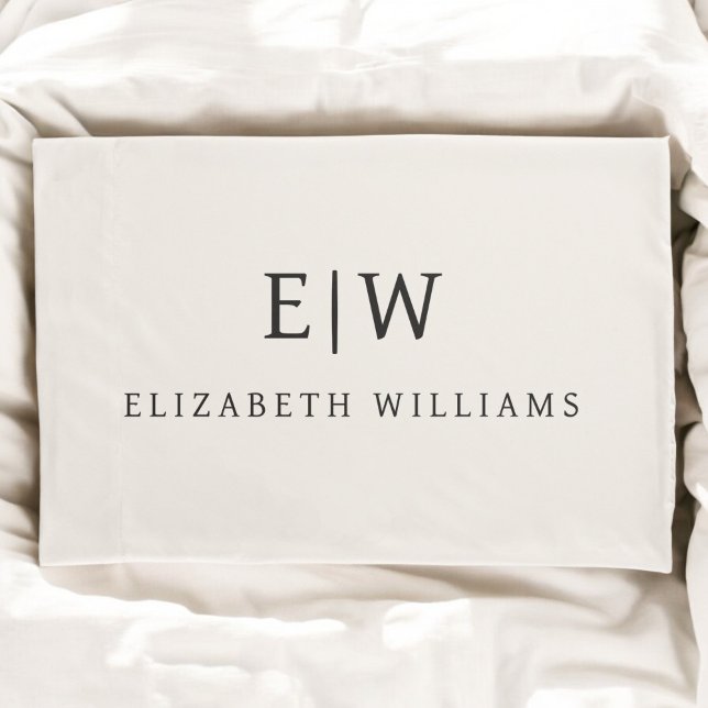 Neutral Beruflich Simple Monogram Minimalistisch Kissenbezug (Von Creator hochgeladen)