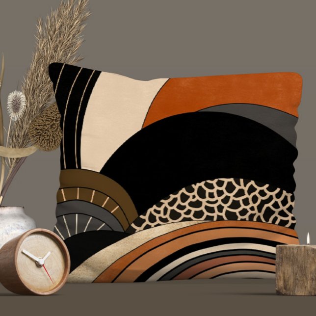 Neutral Black Orange Modern Boho Kissen (Von Creator hochgeladen)