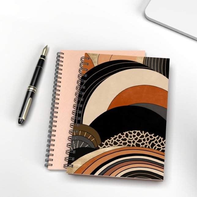 Neutral Black Orange Modern Boho Notizblock (Von Creator hochgeladen)