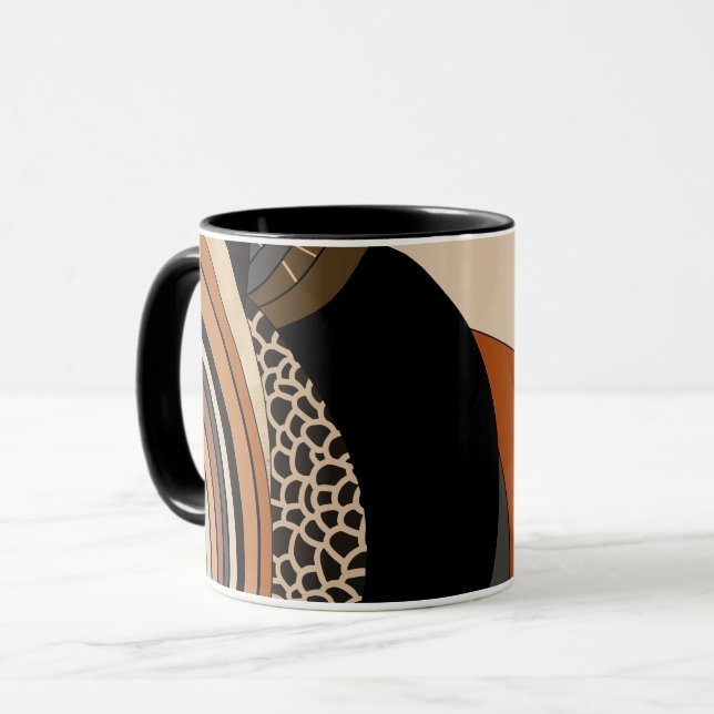 Neutral Black Orange Modern Boho Tasse (Vorderseite Links)