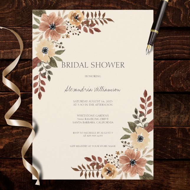 Neutral Bohemian Floral Bridal Shower  Einladung (Von Creator hochgeladen)