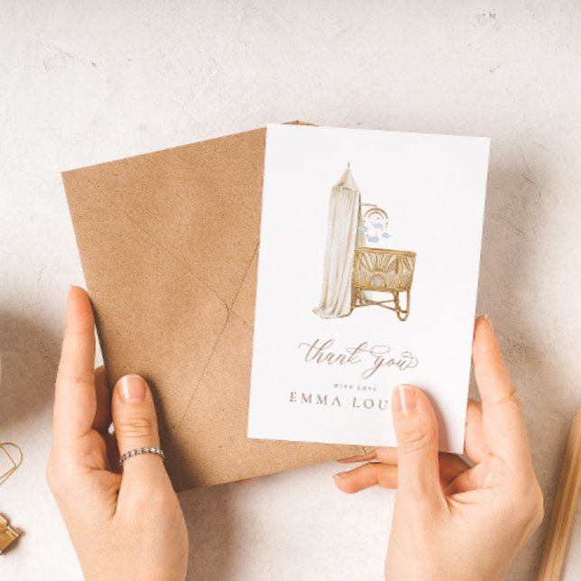 Neutral Boho Baby Brunch Dankeskarte (Von Creator hochgeladen)