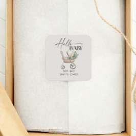 Neutral Boho Baby Stroller Babydusche Quadratischer Aufkleber