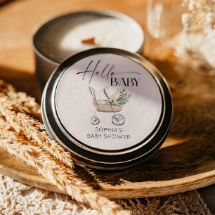 Neutral Boho Baby Stroller Babydusche Runder Aufkleber