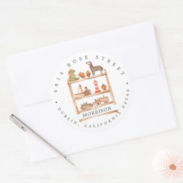 Neutral-Boho-Babydusche | Rücksendeadresse Runder Aufkleber