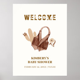Neutral Boho Cactus Cowgirl Baby Shower Willkommen Poster