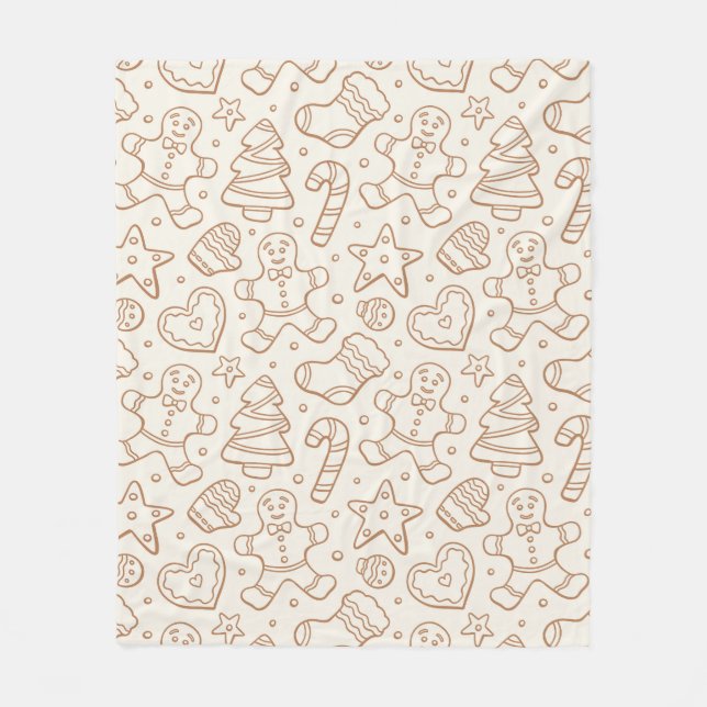 Neutral Boho Christmas Gingerbread Man Beige Fleecedecke (Vorderseite)