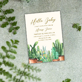 Neutral Boho Desert Cactus Garden Baby Shower Einladung