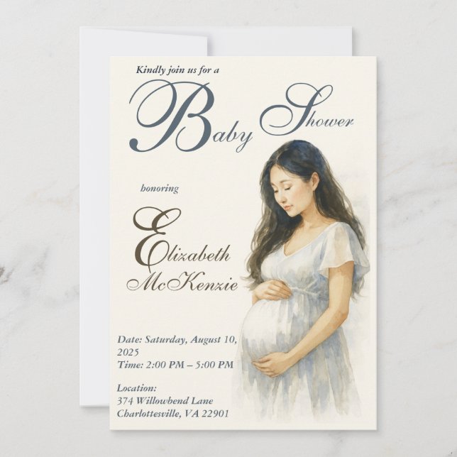 Neutral Boho Elegance Baby Shower Asian Mom to be Einladung (Vorderseite)