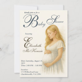 Neutral Boho Elegance Baby Shower Blonde Mom to be Einladung