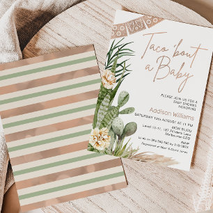 Neutral Boho Fiesta Taco Bout eine Babydusche Einladung