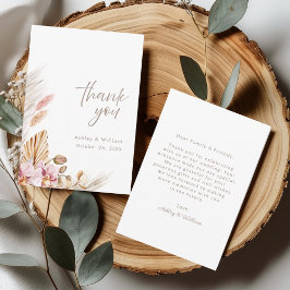 Neutral Boho Floral Wedding Thank You Card Dankeskarte