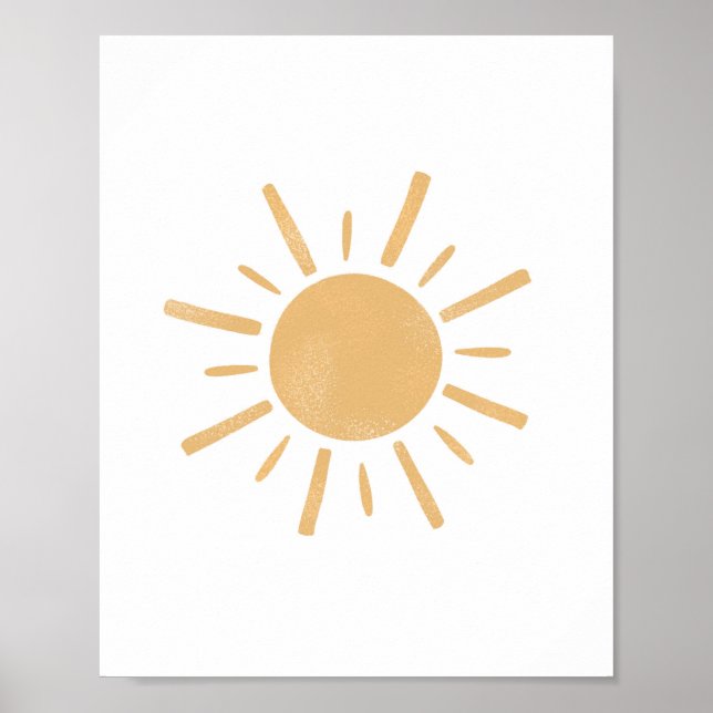 Neutral Boho Gelbe Sonnenschein Kinderzimmer Kunst Poster (Vorne)