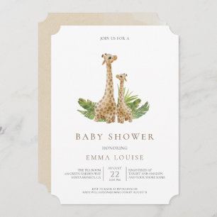 Neutral Boho Giraffe Kinderdusche Einladung