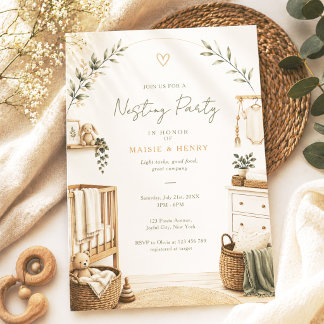 Neutral Boho Nesting Party Baby Shower Einladung