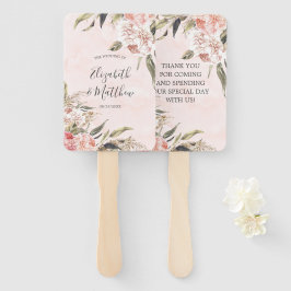 Neutral Boho Pink Peony Pampas Wedding Vielen Dank Fächer