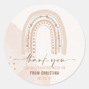 Neutral-Boho-Regenbogen-Wasserfarbe Runder Aufkleber