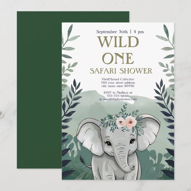 Neutral Boho Safari Baby Dusche Einladung (Vorne/Hinten)