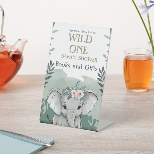 Neutral Boho Safari Baby Dusche Einladung Sockelschild (In SItu)