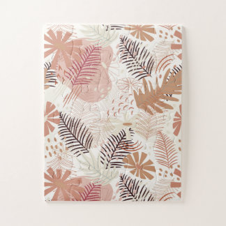 Neutral Boho Tropical Foliage Puzzle