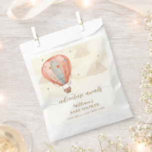 Neutral Boho Vintag Heißluftballon Babydusche Geschenktütchen