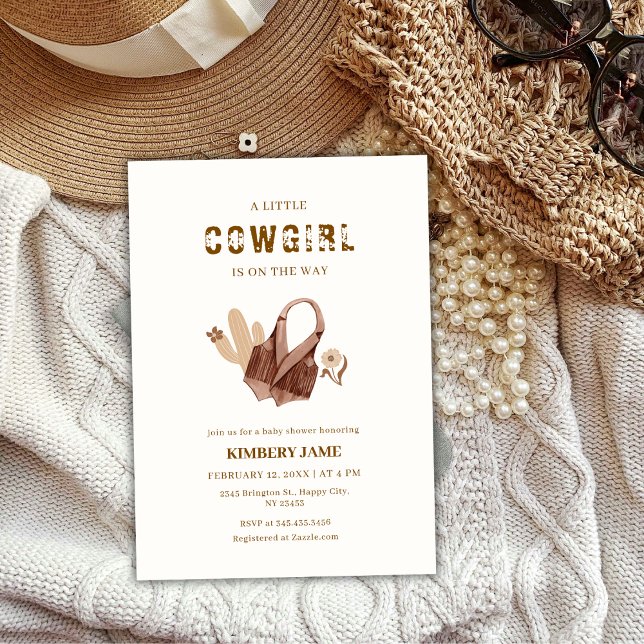 Neutral Boho Western Cactus Cowgirl Baby Shower Einladung (Neutral Boho Western Cactus Cowgirl Baby Shower Invitation)