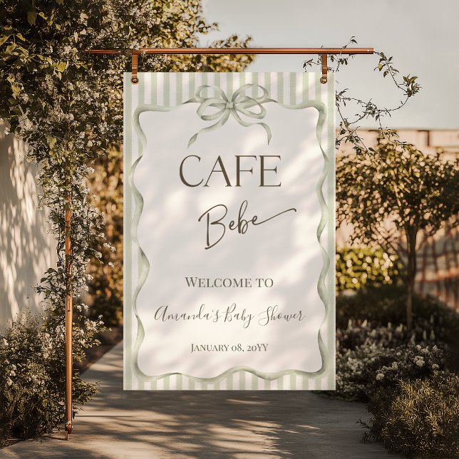 Neutral Bow Cafe Bebe Coffee Baby Shower Welcome Poster (Von Creator hochgeladen)