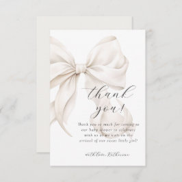 Neutral Bow White Baby Dusche Dankeskarte