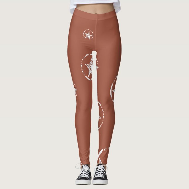 Neutral Brick Jagged Circle Stars Leggings (Vorderseite)