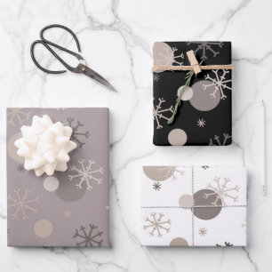 Neutral Brown Beige Boho Winter Weihnachten Geschenkpapier Set
