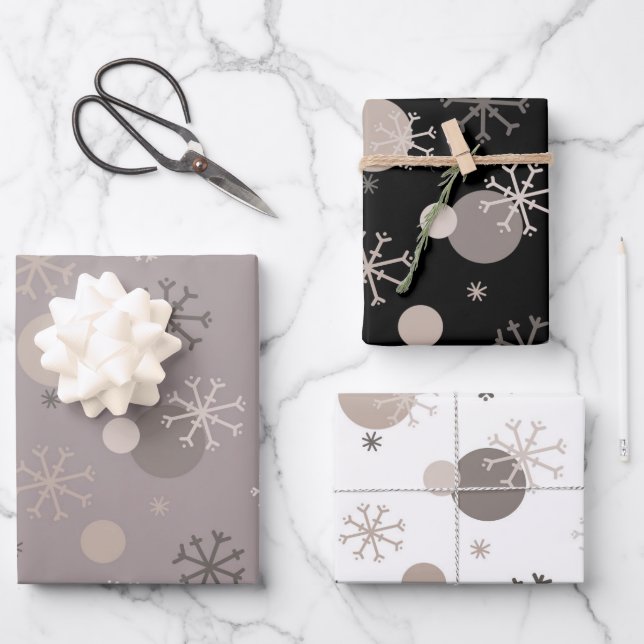 Neutral Brown Beige Boho Winter Weihnachten Geschenkpapier Set (Vorderseite)