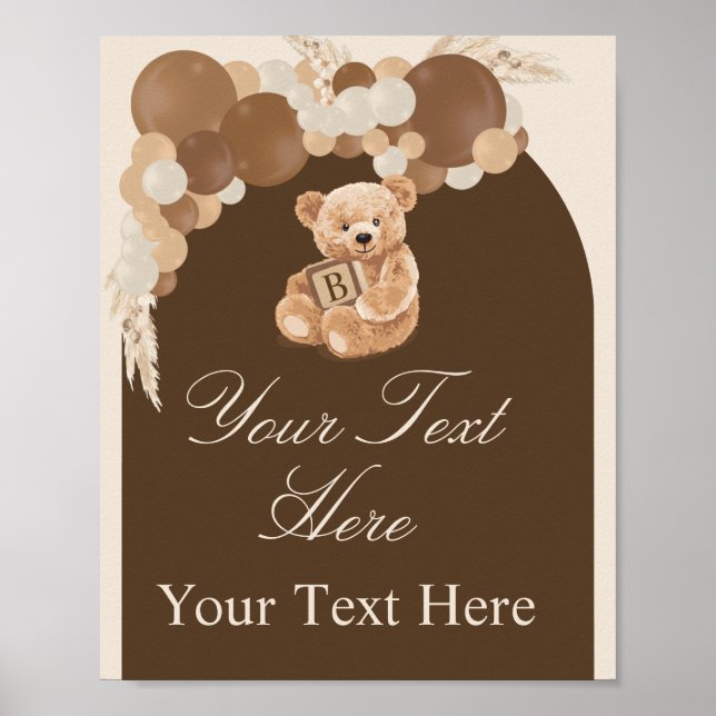Neutral Brown Pampas Teddy Bear Signage Poster (Vorne)