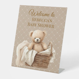Neutral Brown Teddy Bear Baby Shower  Sockelschild