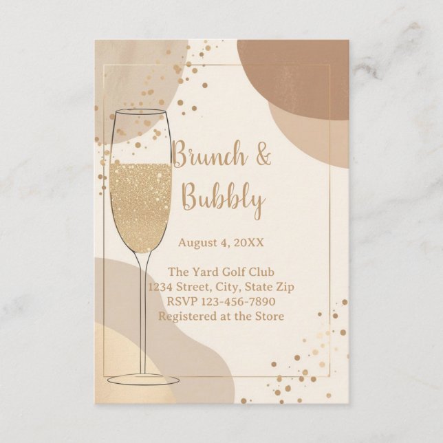 Neutral Brunch & Bubbly Details Card – Beige Begleitkarte (Vorderseite)