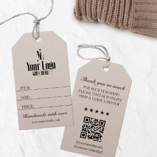 Neutral Business Logo Clothing Boutique Price Tag Geschenkanhänger