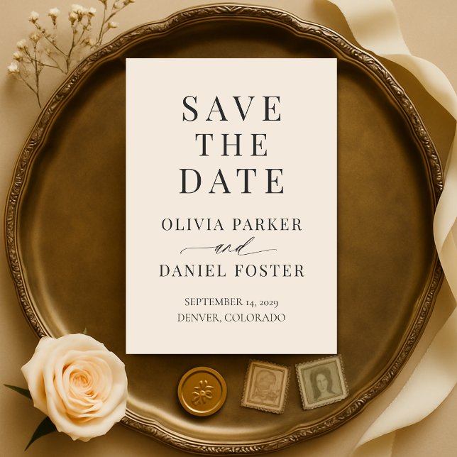 Neutral Champagne Wedding Save the Date (Von Creator hochgeladen)