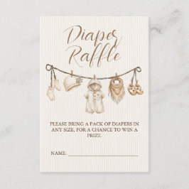 Neutral Clothesline Baby Shower Diaper Raffle Begleitkarte