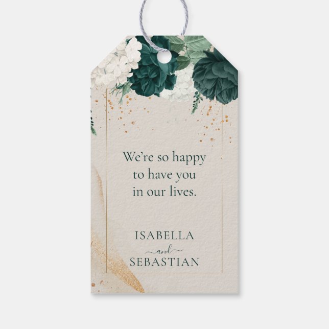 Neutral Cream Lavender Touch Emerald Green Geschenkanhänger (Rückseite)