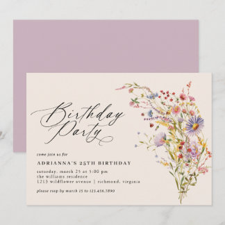 Neutral Cream | Wildflower Garden Any Age Birthday Einladung