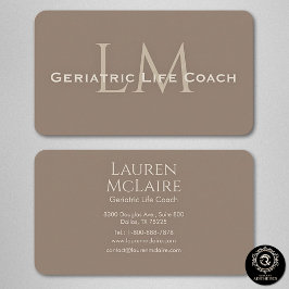 Neutral Dark Taupe Monogram Business Card Visitenkarte