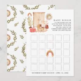 Neutral des Geschlechts | Boho Baby Shower Bingo Einladung
