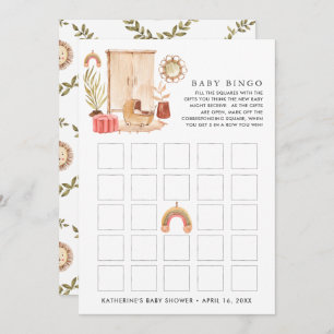 Neutral des Geschlechts   Boho Baby Shower Bingo Einladung