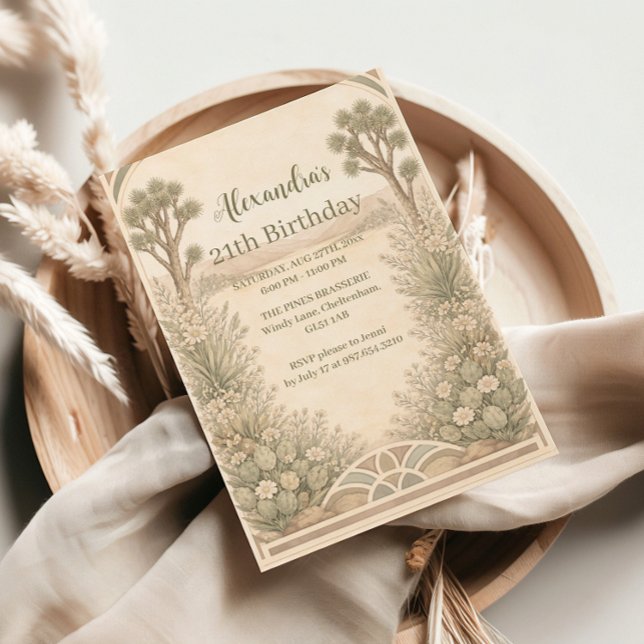 Neutral Desert Floral Birthday Einladung (Von Creator hochgeladen)