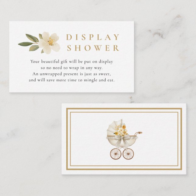 Neutral Display Shower Card Ivory & Golden Floral Begleitkarte (Vorne/Hinten)