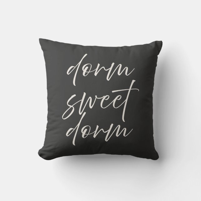 Neutral “Dorm Sweet Dorm” Pillow | Ivory & Gray Kissen (Vorderseite)