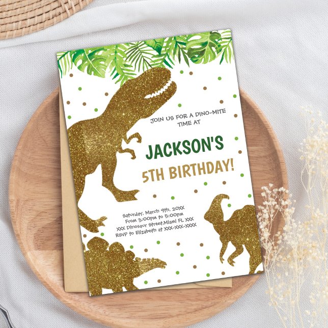Neutral druckbares Dino-Thema Einladung (Dinosaur Birthday Cards)