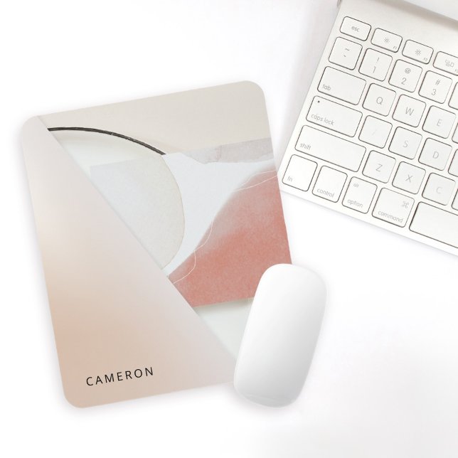 Neutral Earth Tone Modern Abstrakt Mousepad (Personalize with your name, monogram or other desired text.)